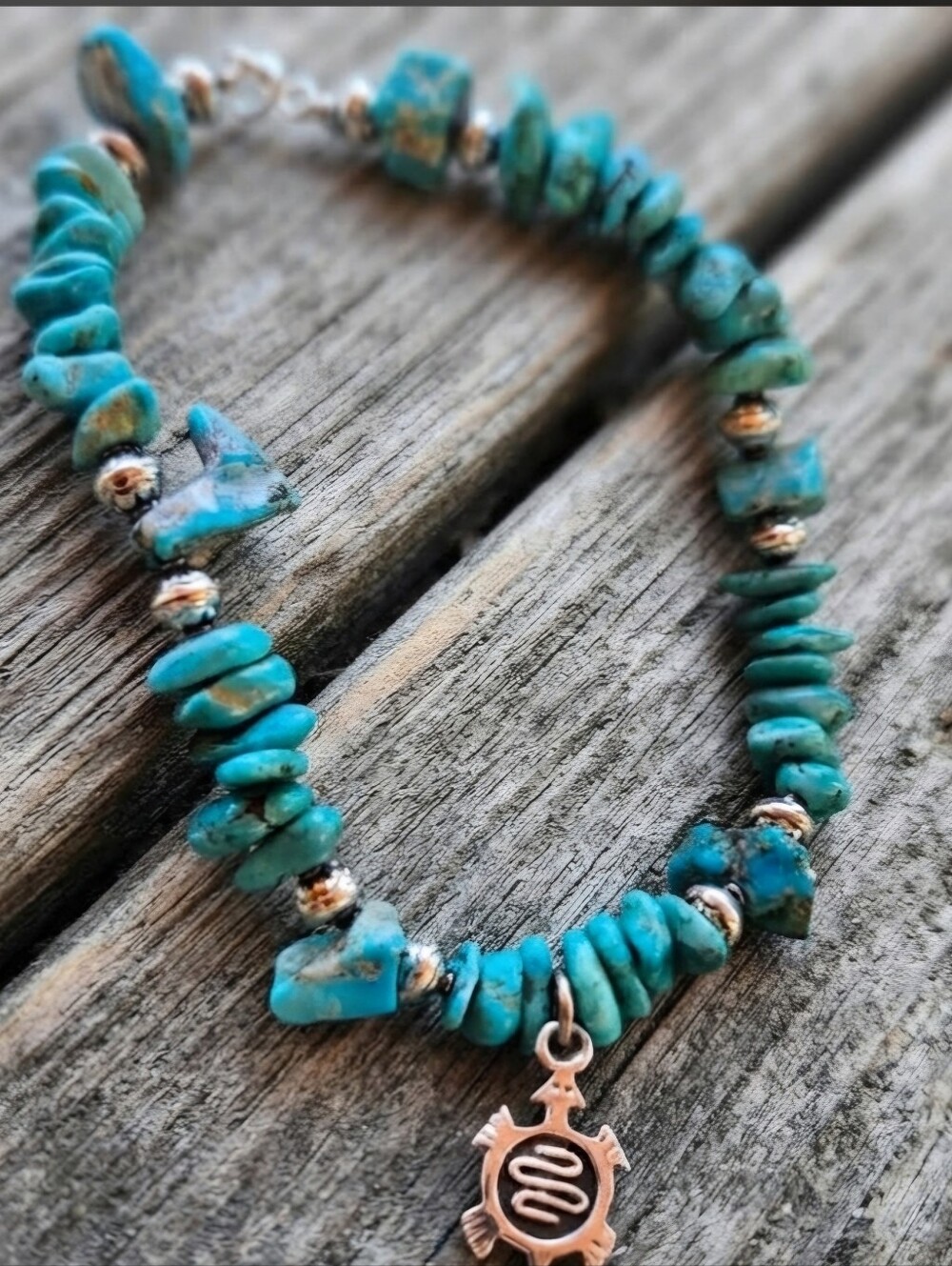 Sterling Silver Genuine Turquoise Ankle Bracelet Anklet
